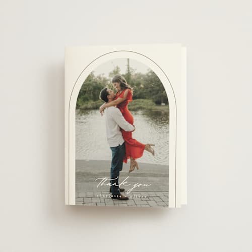This is a cognac wedding thank you cards with standard by Kristie Kern called poet printing on strathmore in standard
