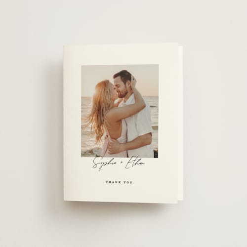 This is a snow wedding thank you cards with standard by Owl and Toad called timeless printing on strathmore in standard