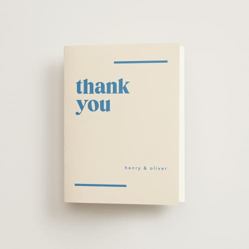 This is a cerulean wedding thank you cards with standard by Kristie Kern called news printing on strathmore in standard