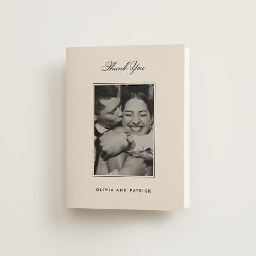 This is a dusty rose wedding thank you cards with standard by Creo Study called natty printing on strathmore in standard