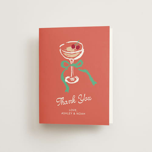 This is a tropical frizz wedding thank you cards with standard by Cass Loh called sip & celebrate printing on strathmore in standard