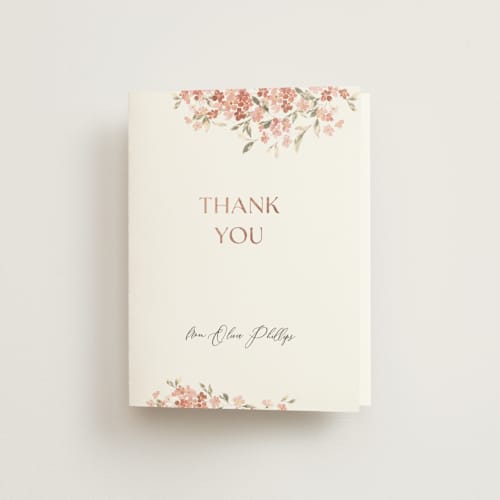 This is a petal wedding thank you cards with foil pressed by Itsy Belle Studio called botanical cheers printing on strathmore in standard