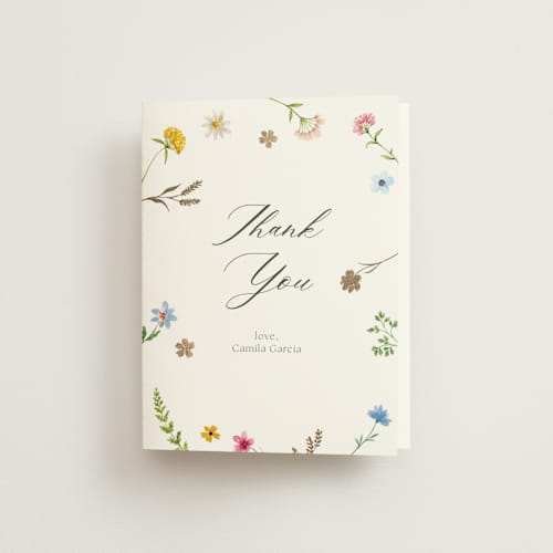 This is a garden wedding thank you cards with foil pressed by Yaling Hou Suzuki called bright garden printing on strathmore in standard