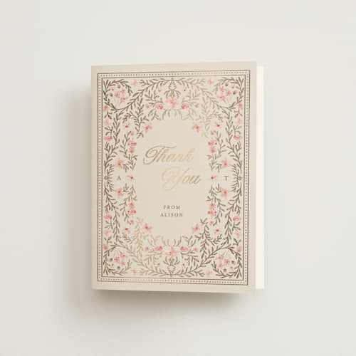 This is a versailles wedding thank you cards with foil pressed by Claudia Orengo called victorian printing on strathmore in standard