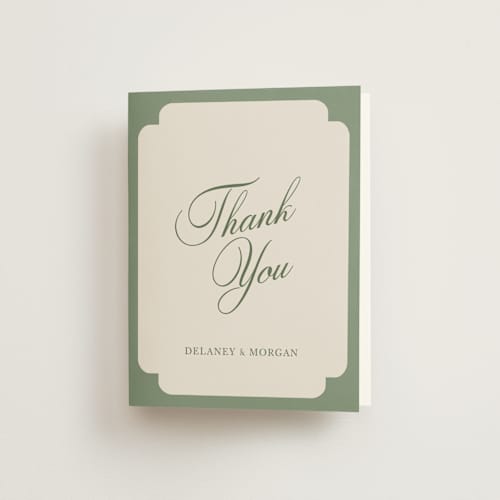 This is a olive bridal shower thank you cards with standard by Cass Loh called classic bold border printing on strathmore in standard