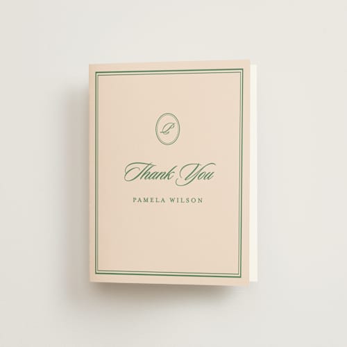 This is a emerald bridal shower thank you cards with standard by Creo Study called scripted printing on strathmore in standard