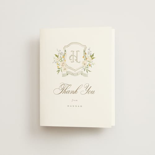 This is a chiffon bridal shower thank you cards with standard by Everett Paper Goods called avalon printing on strathmore in standard