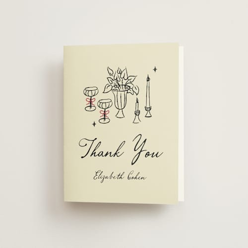This is a champagne bridal shower thank you cards with standard by Helena Vitto called vintage lovers printing on strathmore in standard