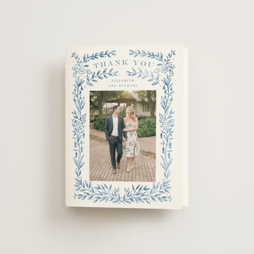 This is a cobalt bridal shower thank you cards with standard by Petra Kern called royal printing on strathmore in standard