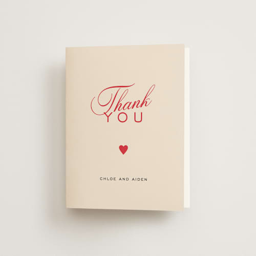 This is a crimson bridal shower thank you cards with standard by Creo Study called love party printing on strathmore in standard