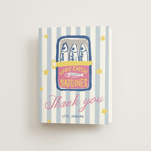 This is a sky bridal shower thank you cards with standard by Cass Loh called packed with love printing on strathmore in standard