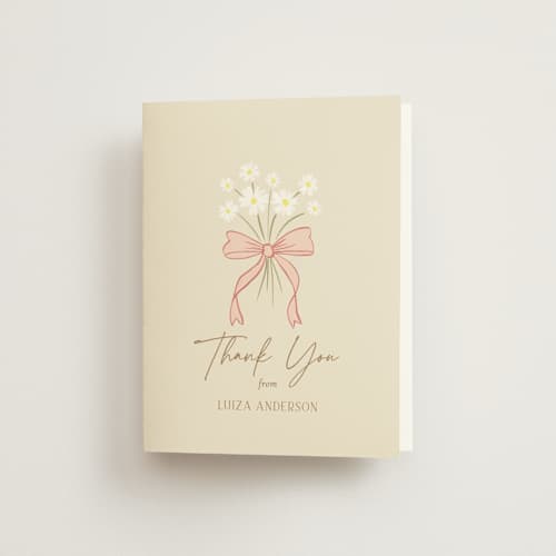 This is a cream bridal shower thank you cards with standard by Ana Sharpe called cottage garden printing on strathmore in standard