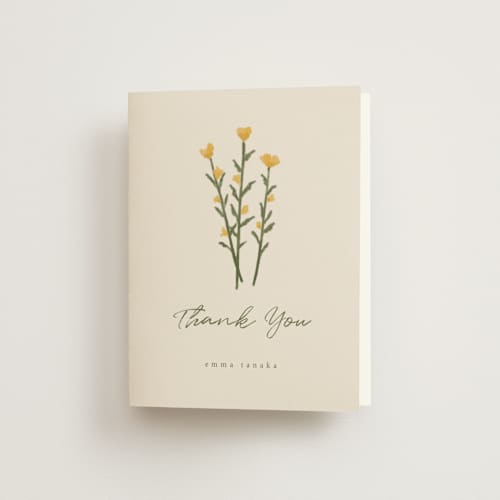 This is a cream bridal shower thank you cards with standard by Adelyn T. called pencil bouquet printing on strathmore in standard