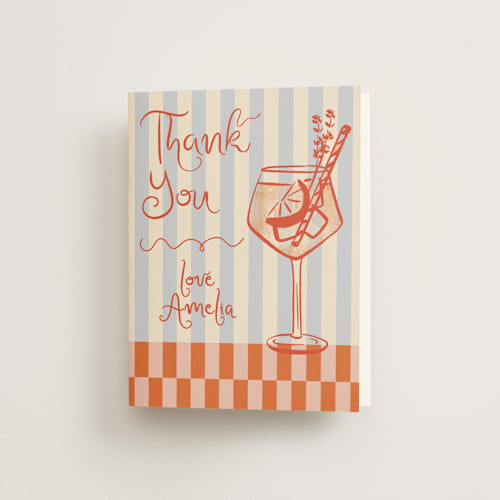 This is a citrus bridal shower thank you cards with standard by Jenna Holcomb called spritz printing on strathmore in standard