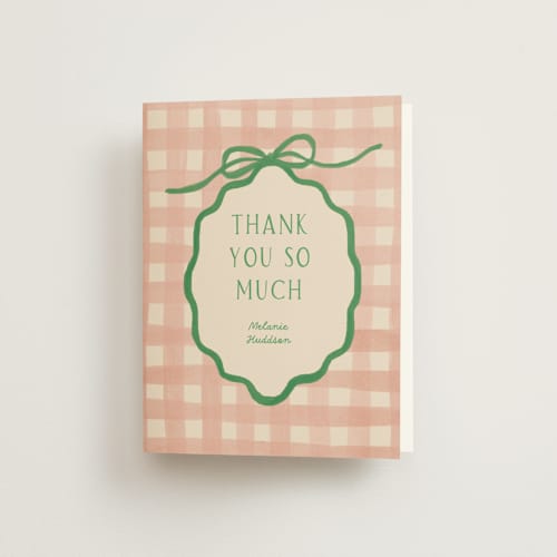This is a strawberry matcha bridal shower thank you cards with standard by Vera Lim called lemonade printing on strathmore in standard