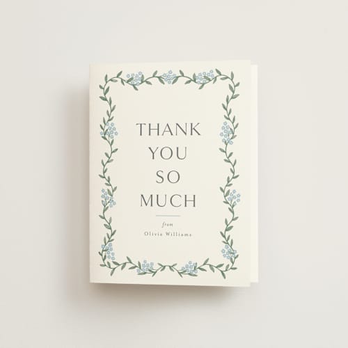 This is a sky bridal shower thank you cards with standard by Christy Hy Lee called simple garland printing on strathmore in standard