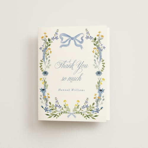 This is a bluebell bridal shower thank you cards with standard by Petra Kern called hand painted printing on strathmore in standard