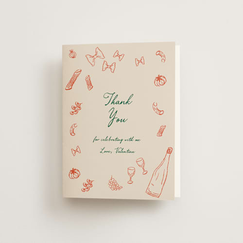 This is a tangerine bridal shower thank you cards with standard by Jelena Vuletic called sapori printing on strathmore in standard