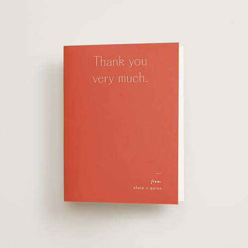 This is a verona sunset bridal shower thank you cards with standard by Blustery August called alaia printing on strathmore in standard