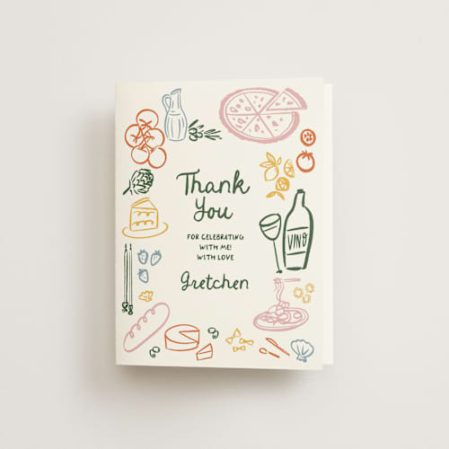 This is a basil bridal shower thank you cards with standard by Jenna Holcomb called that's amore. printing on strathmore in standard