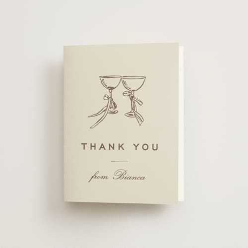 This is a cocoa bridal shower thank you cards with standard by Megan Davis called campania printing on strathmore in standard