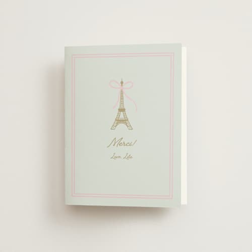 This is a menthe bridal shower thank you cards with standard by mo kelley called ooh la la printing on strathmore in standard