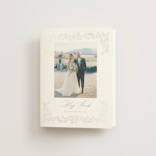 This is a cloud wedding thank you cards with foil pressed by Ana Sharpe called clarity printing on strathmore in standard