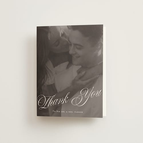 This is a ivory wedding thank you cards with standard by Paper Raven Co. called vintage romance printing on strathmore in standard
