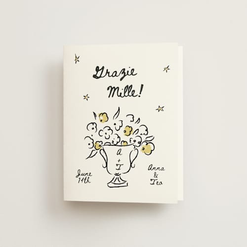 This is a nero wedding thank you cards with standard by Helena Vitto called amore mio printing on strathmore in standard