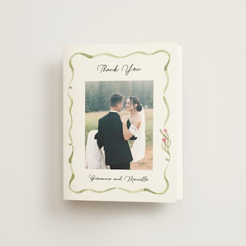 This is a deep blush wedding thank you cards with standard by Pati Cascino called barolo printing on strathmore in standard