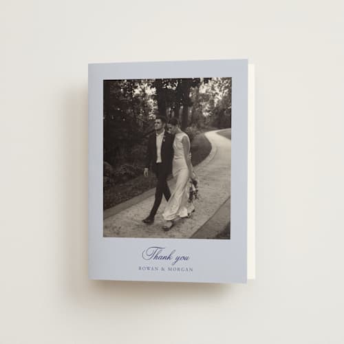 This is a plum wedding thank you cards with standard by Cass Loh called blooming crest printing on strathmore in standard