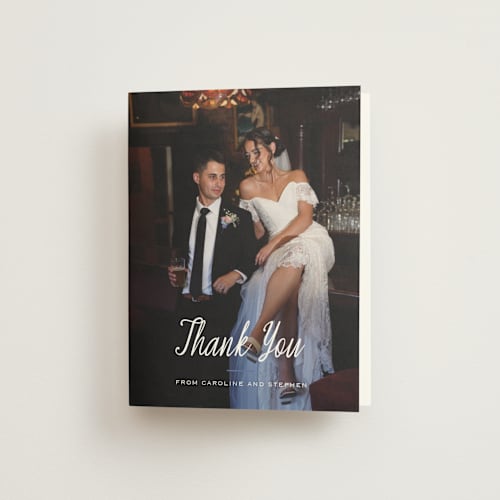 This is a blueberry wedding thank you cards with standard by Carolyn MacLaren called deluxe printing on strathmore in standard