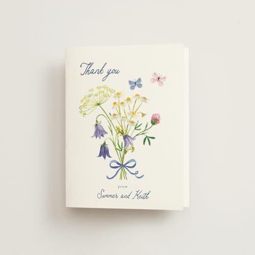 This is a ivory wedding thank you cards with standard by frau brandt called wildflower romance printing on strathmore in standard