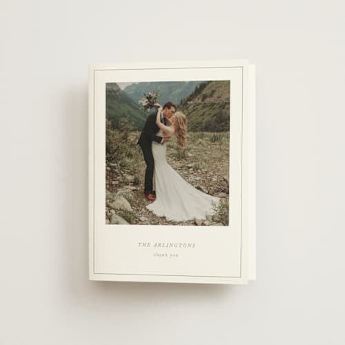 This is a garden wedding thank you cards with standard by Kelly Schmidt called greenwood printing on strathmore in standard