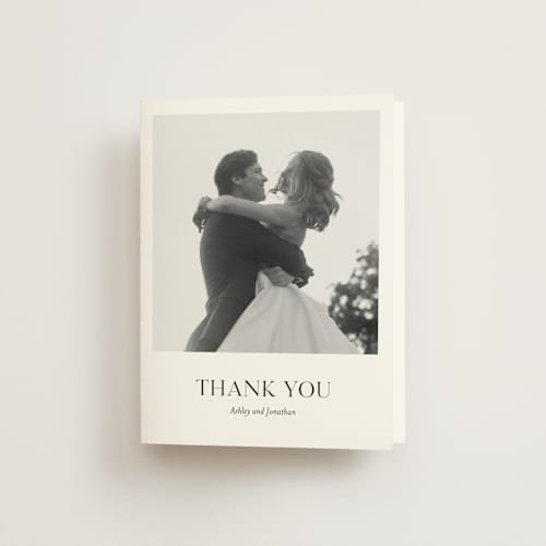This is a porcelain wedding thank you cards with standard by Eric Clegg called have and hold printing on strathmore in standard