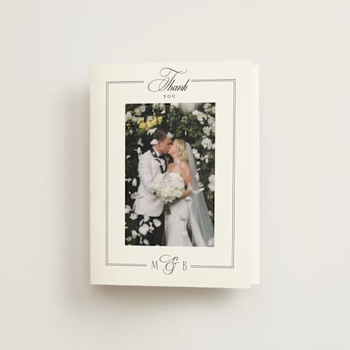 This is a tuxedo wedding thank you cards with standard by Nicoletta Savod called black tie elegance printing on strathmore in standard