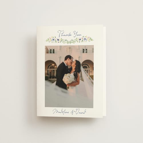 This is a meadow wedding thank you cards with standard by Petra Kern called meadow whisper printing on strathmore in standard