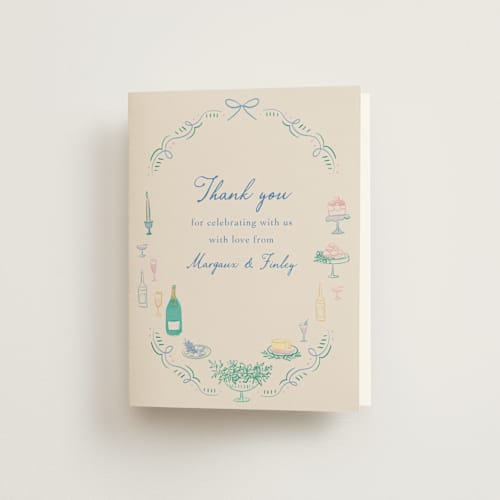 This is a pastel wedding thank you cards with standard by Elly called dining printing on strathmore in standard