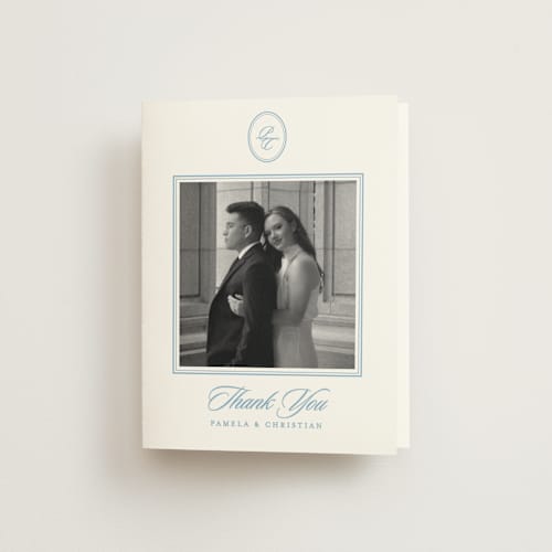 This is a capri wedding thank you cards with standard by Creo Study called scripted printing on strathmore in standard