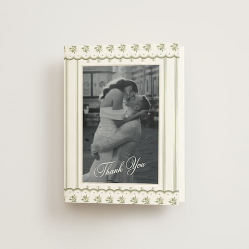 This is a petal wedding thank you cards with standard by Lisa Joanna Harrison called summer fields printing on strathmore in standard