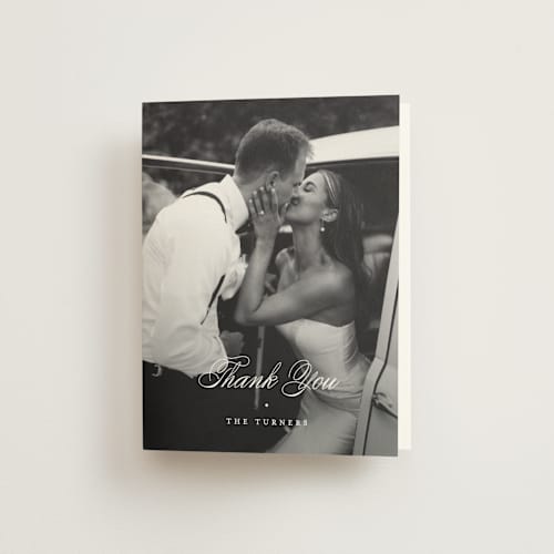 This is a tuxedo wedding thank you cards with standard by Carolyn MacLaren called timeless together printing on strathmore in standard