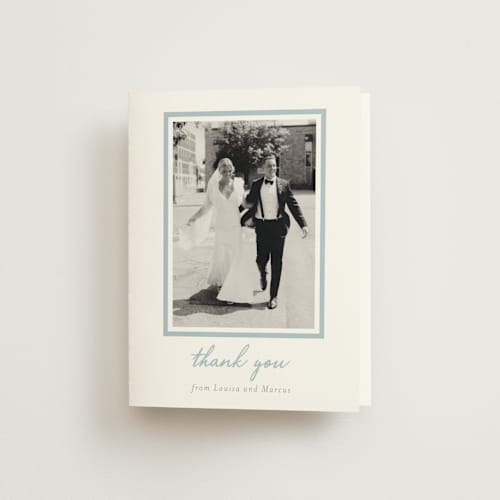 This is a frost wedding thank you cards with standard by Sara Hicks Malone called signature monogram printing on strathmore in standard