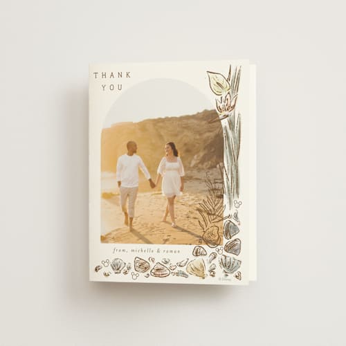 This is a earth wedding thank you cards with standard by Shiny Penny Studio called disney's mickey mouse tropical frame printing on strathmore in standard