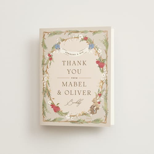 This is a forest floor wedding thank you cards with standard by Erin L. Wilson called disney's snow white someday printing on strathmore in standard