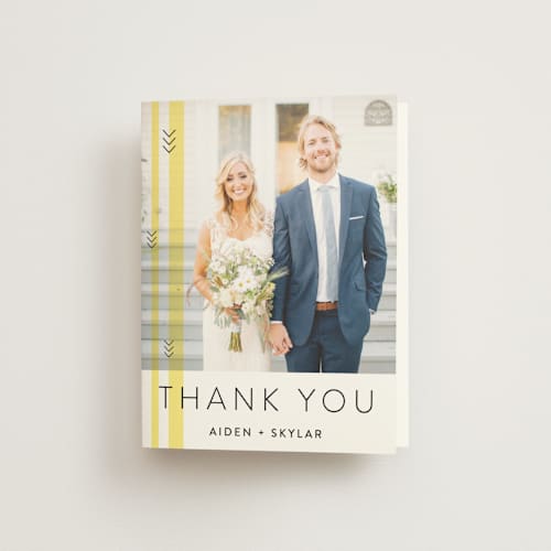 This is a lemon wedding thank you cards with standard by Owl and Toad called direction printing on strathmore in standard