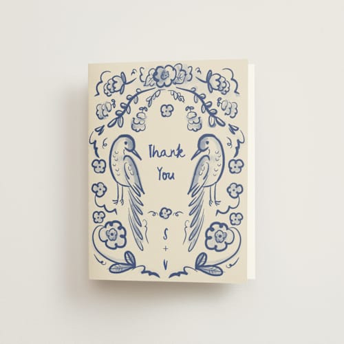This is a marseille bleu wedding thank you cards with standard by Ani Somi called santa catalina printing on strathmore in standard