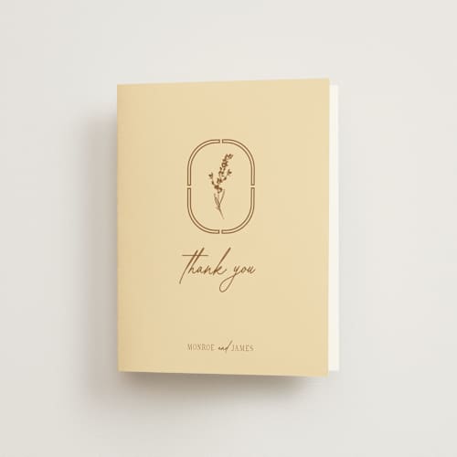 This is a bark wedding thank you cards with standard by Jen Ramsey called classic and floral printing on strathmore in standard