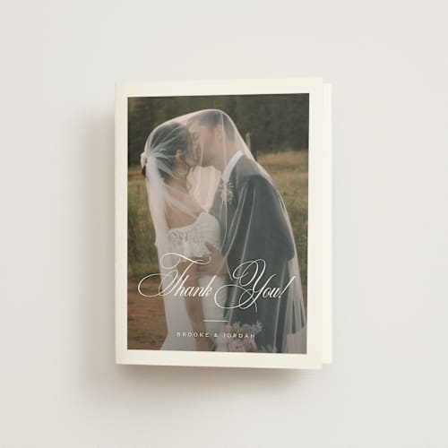 This is a tuxedo wedding thank you cards with standard by Orasie called side by side printing on strathmore in standard