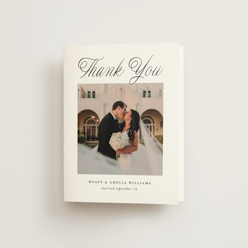 This is a snow wedding thank you cards with standard by Pixel and Hank called terra printing on strathmore in standard