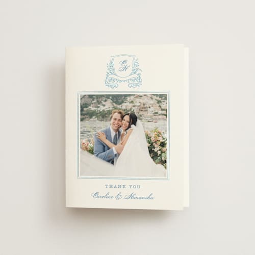 This is a capri wedding thank you cards with standard by Creo Study called royalty printing on strathmore in standard